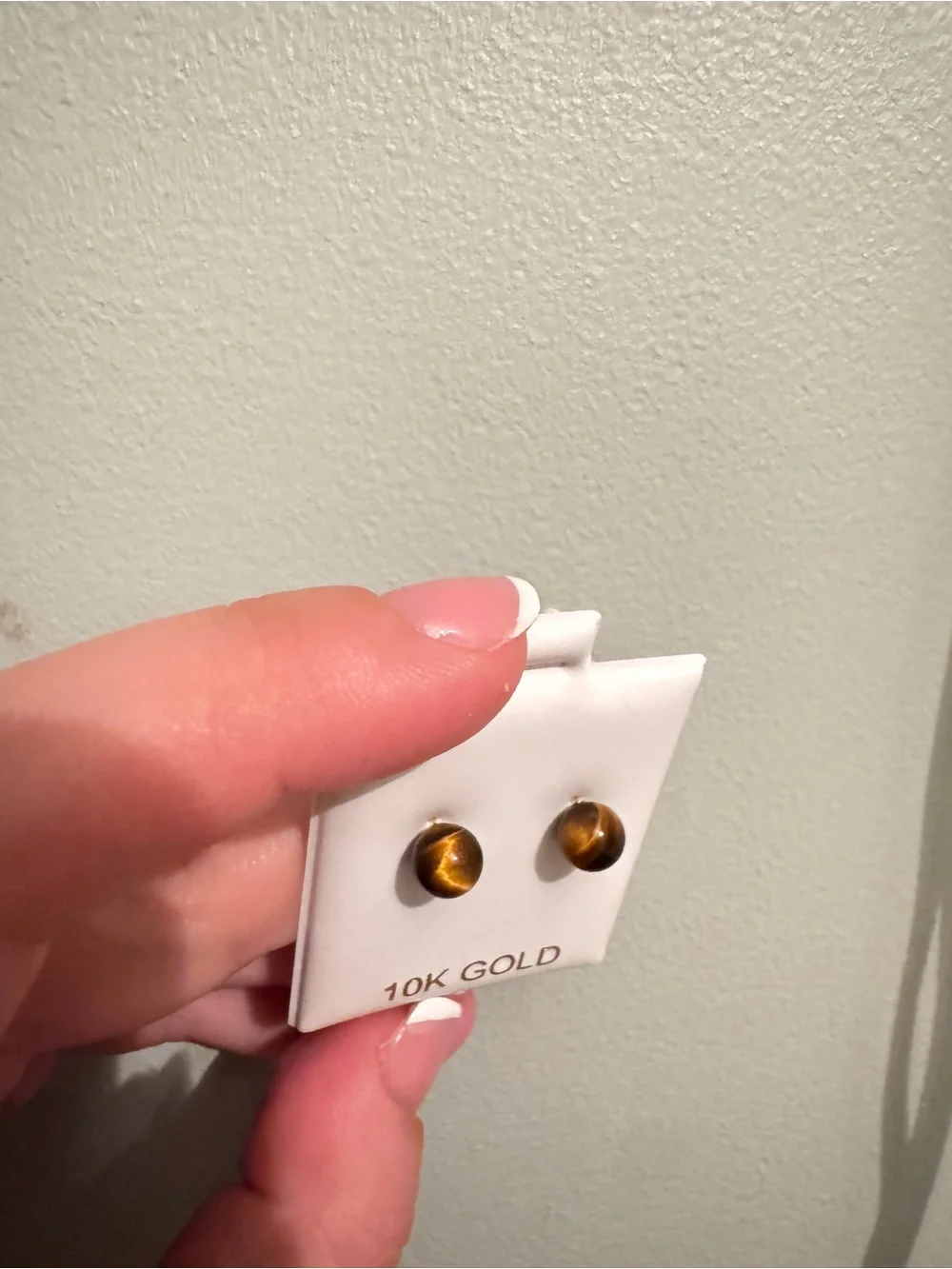 10K Gold Tiger Eye Stud Earrings